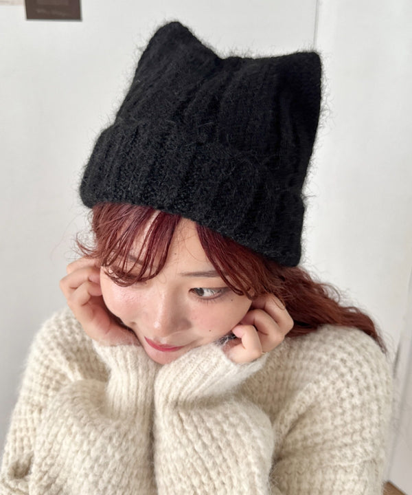 モチモチ猫耳ニットキャップ | SL5266034 | ブラック