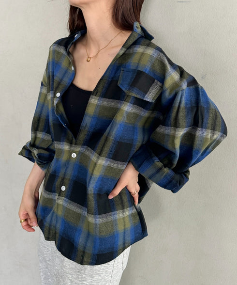 ビックシルエットメンズライクチェックシャツ | MD2266043 | ネイビー