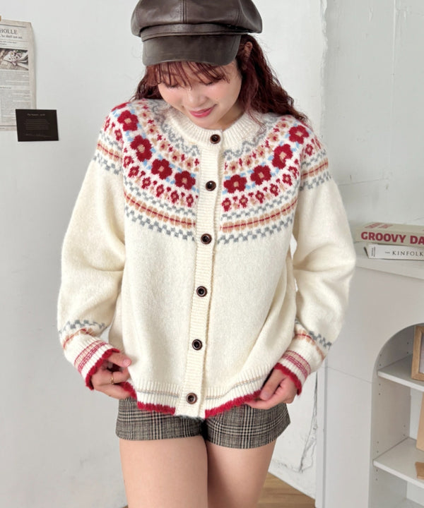 レトロノルディックニットカーディガン | SL2264020 | アイボリー