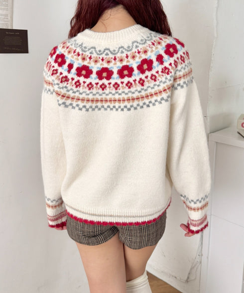 レトロノルディックニットカーディガン | SL2264020 | アイボリー