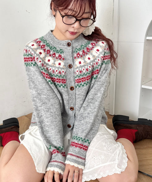 レトロノルディックニットカーディガン | SL2264020 | グレー