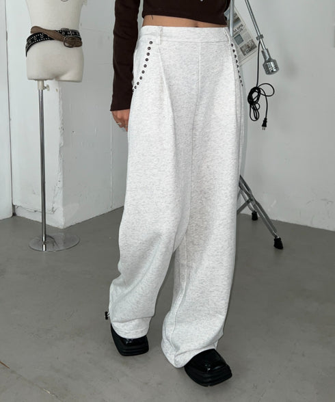 【販売開始:10月9日(金) PM12:00~】【陽世×Bammコラボ】サイドスタッズスウェットワイドパンツ | BA2266069 | アッシュグレー