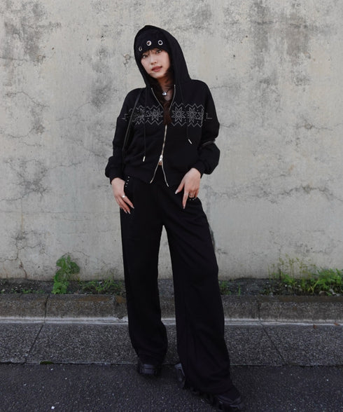 【販売開始:10月9日(金) PM12:00~】【陽世×Bammコラボ】サイドスタッズスウェットワイドパンツ | BA2266069 | ブラック