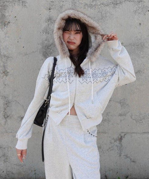 【販売開始:10月9日(金) PM12:00~】【陽世×Bammコラボ】ノルディックダブルジップファーパーカー | BA2266070 | アッシュグレー