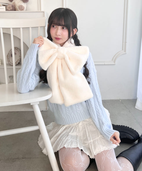 フラッフィーリボンマフラー | LO2264017 | オフホワイト