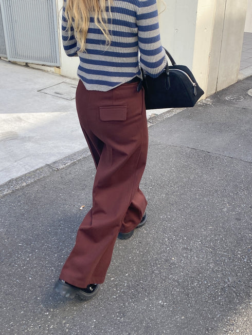 ベルト付きシンプルスラックス | SL2244630 | レッド