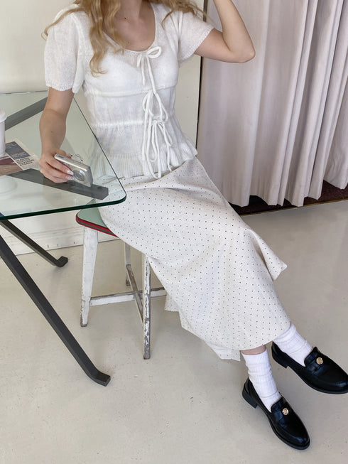 リボンパフスリーブ半袖ニット | SL2252613 | アイボリー