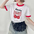 チェリーリボン半袖リンガーTシャツ | SL2252019 | レッド