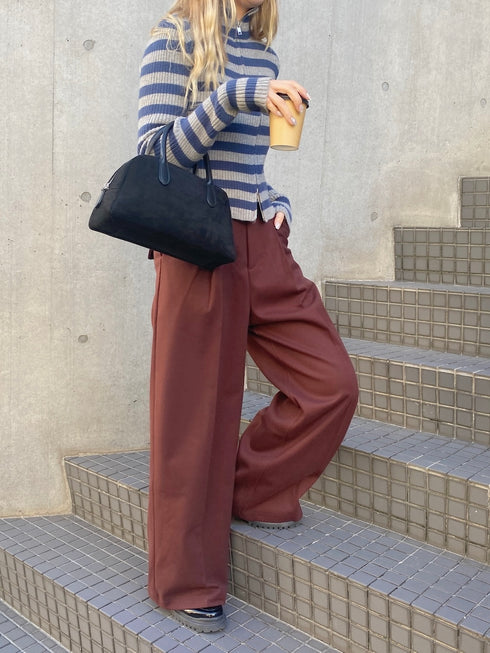 ベルト付きシンプルスラックス | SL2244630 | レッド