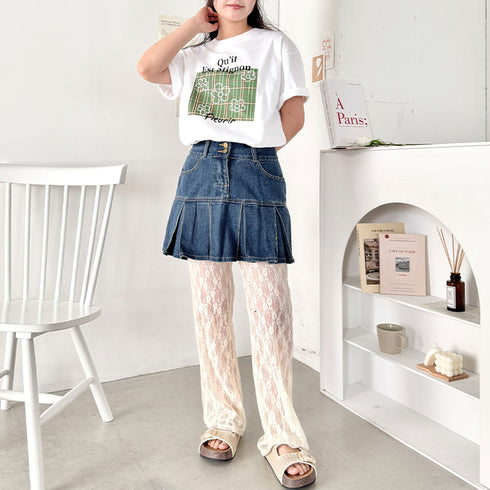 チェックボックスロゴプリント半袖Tシャツ | SL2262007 | グリーン