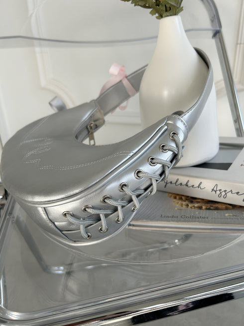 リボンレースアップバッグ | SL1234605 | シルバー