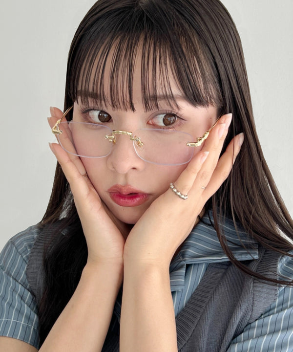 ノンフレームスクエアレンズメガネ | NU6241486 | ゴールド