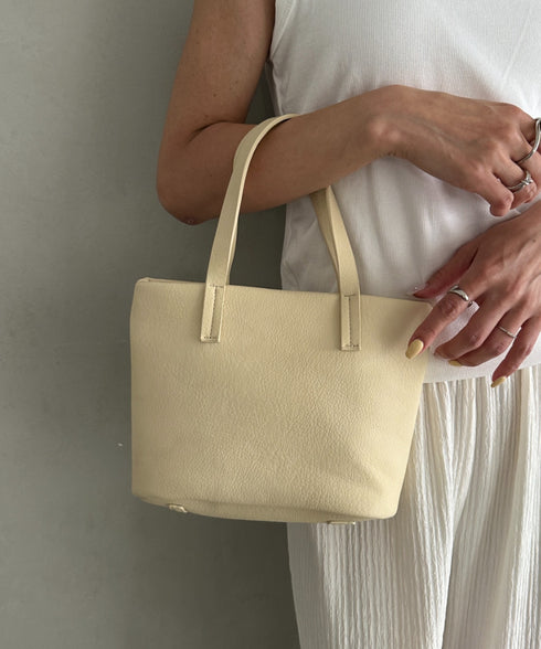ポーチ付き PUスクエアミニハンドバッグ ミニトートバッグ | MD1265084 | ライトベージュ