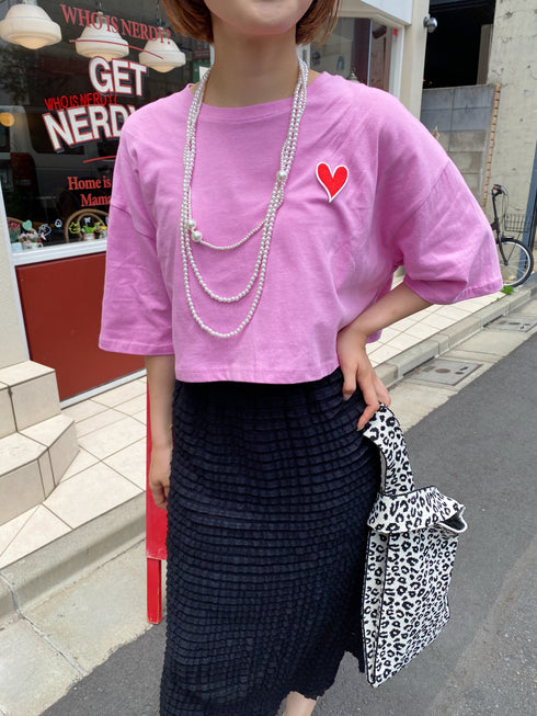 Heart embroidery T | SL2222770 | ピンク