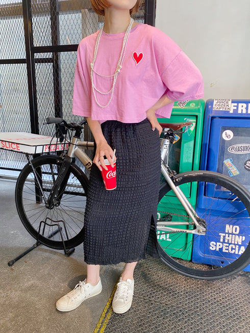 Heart embroidery T | SL2222770 | ピンク