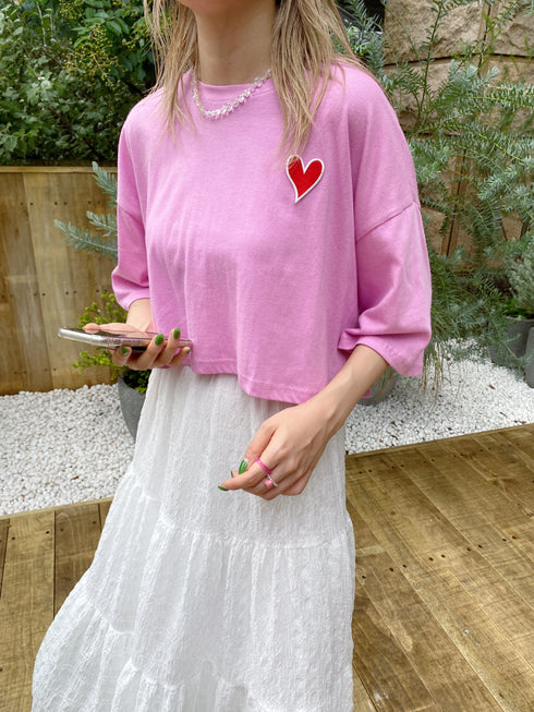 Heart embroidery T | SL2222770 | ピンク