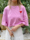 Heart embroidery T | SL2222770 | ピンク