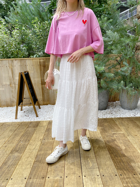 Heart embroidery T | SL2222770 | ピンク