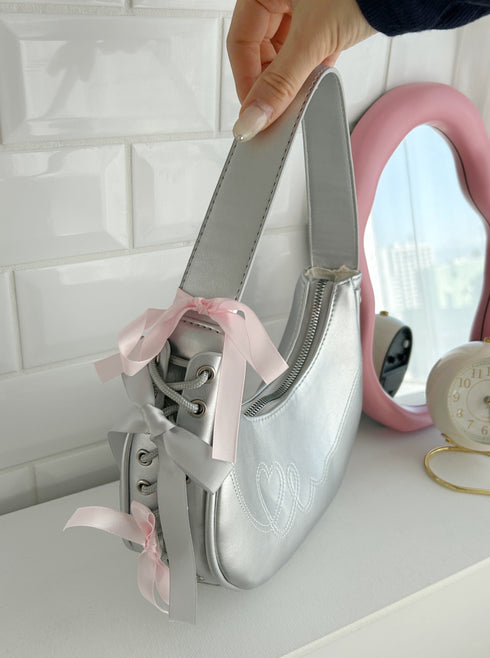 リボンレースアップバッグ | SL1234605 | シルバー