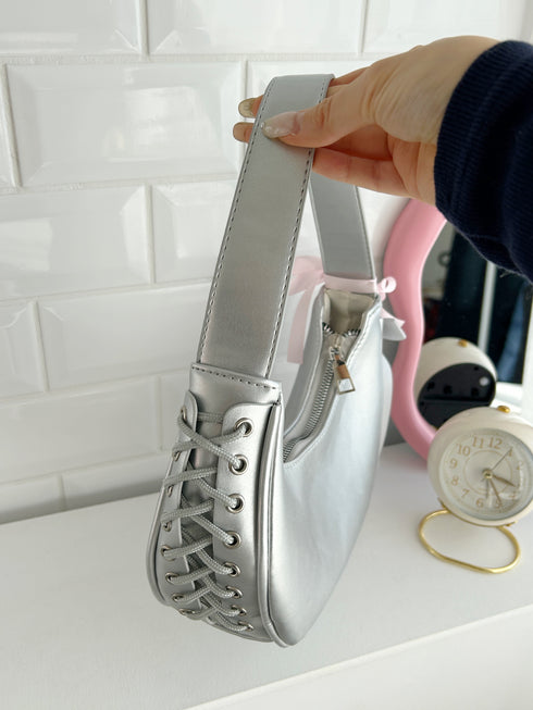 リボンレースアップバッグ | SL1234605 | シルバー