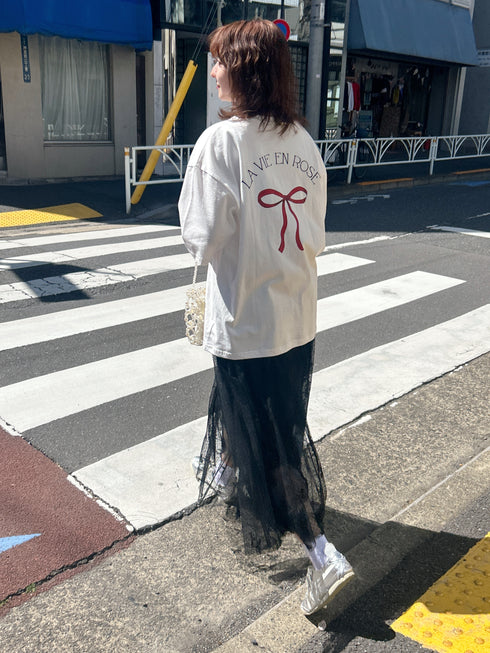 newバックリボンプリントTシャツ | SL2242606 | ホワイト