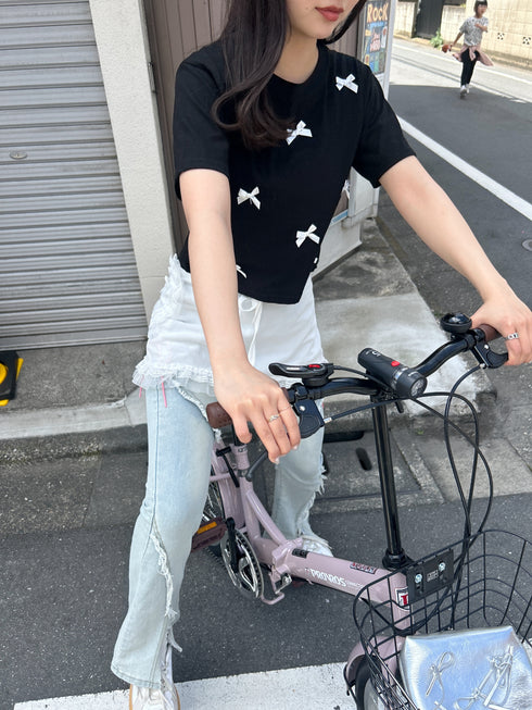 リボンクロップドTシャツ | SL2241603 | ブラック