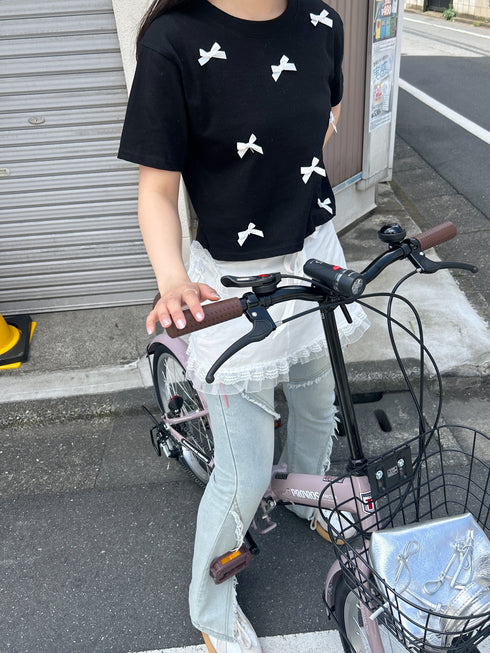 リボンクロップドTシャツ | SL2241603 | ブラック