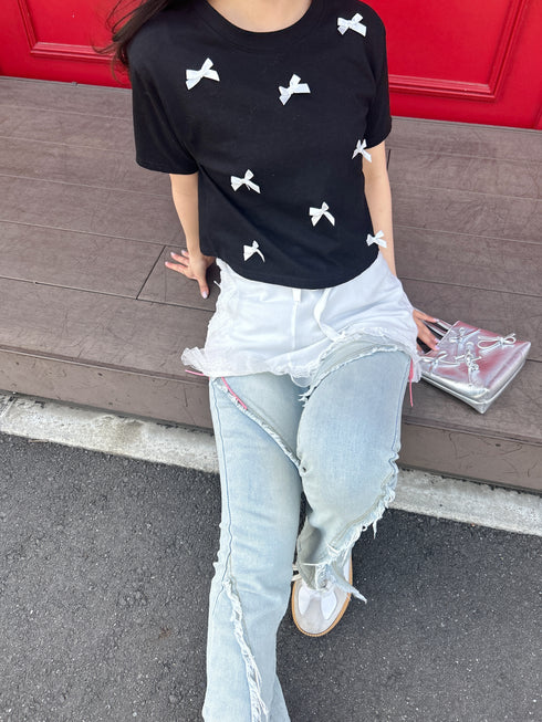 リボンクロップドTシャツ | SL2241603 | ブラック