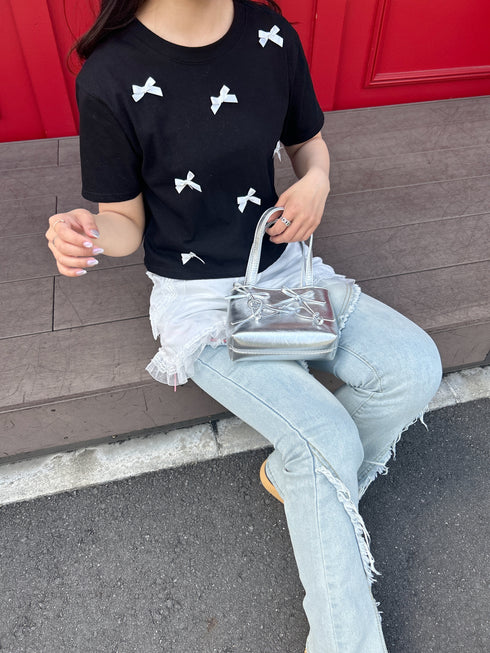 リボンクロップドTシャツ | SL2241603 | ブラック