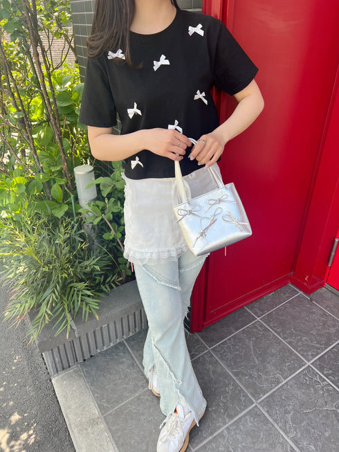 リボンクロップドTシャツ | SL2241603 | ブラック