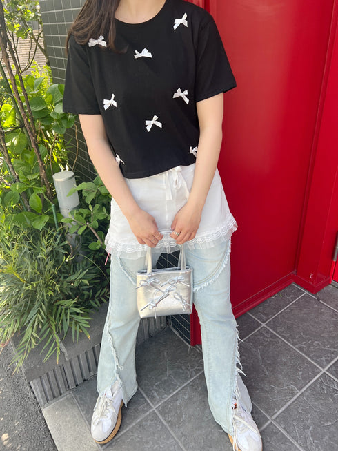 リボンクロップドTシャツ | SL2241603 | ブラック