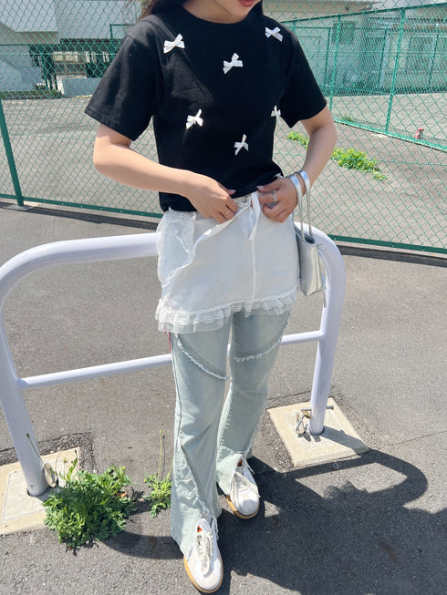 リボンクロップドTシャツ | SL2241603 | ブラック