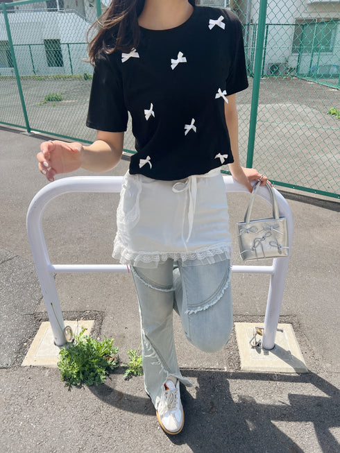 リボンクロップドTシャツ | SL2241603 | ブラック