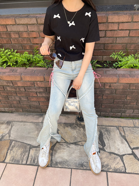 リボンクロップドTシャツ | SL2241603 | ブラック