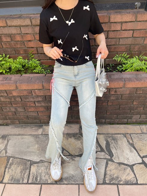 リボンクロップドTシャツ | SL2241603 | ブラック