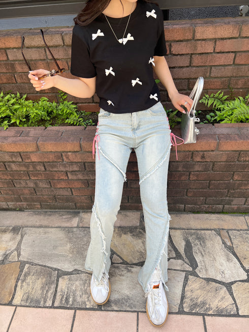 リボンクロップドTシャツ | SL2241603 | ブラック