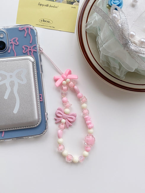 リボンビーズストラップ | WO4241614 | ピンク