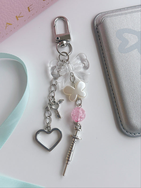 リボンチャームキーリング | WO4241617 | シルバー