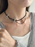 ポイントリボンビーズチョーカーネックレス-point ribbon beads choker necklace- | SW4241512 | ブラック