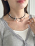 ポイントリボンビーズチョーカーネックレス-point ribbon beads choker necklace- | SW4241512 | ブラック
