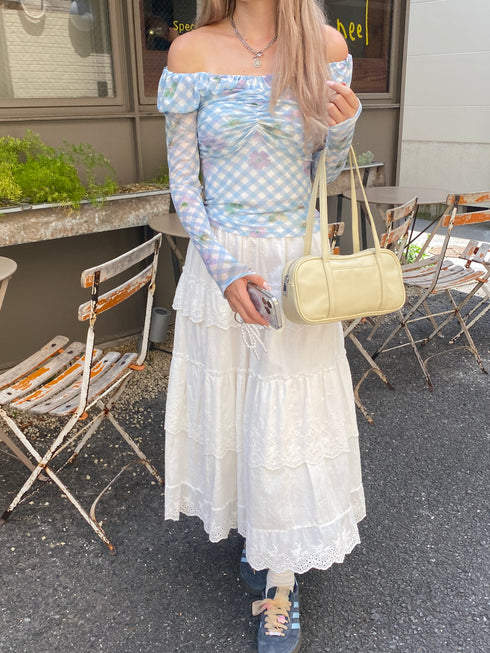 2wayチェックシアートップス | SL2243602 | ブルー