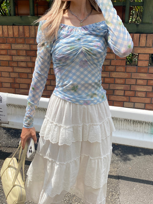 2wayチェックシアートップス | SL2243602 | ブルー