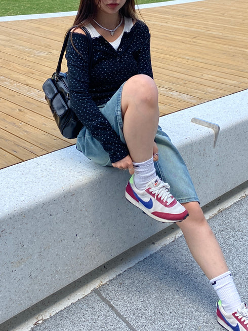 フラワーヘンリーネックトップス | SL2243622 | ブラック