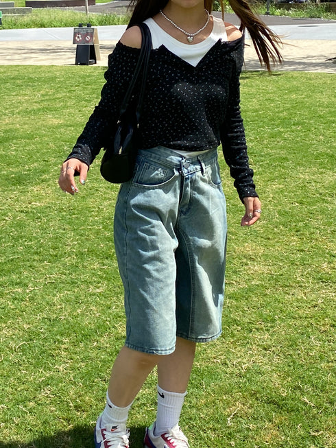 フラワーヘンリーネックトップス | SL2243622 | ブラック