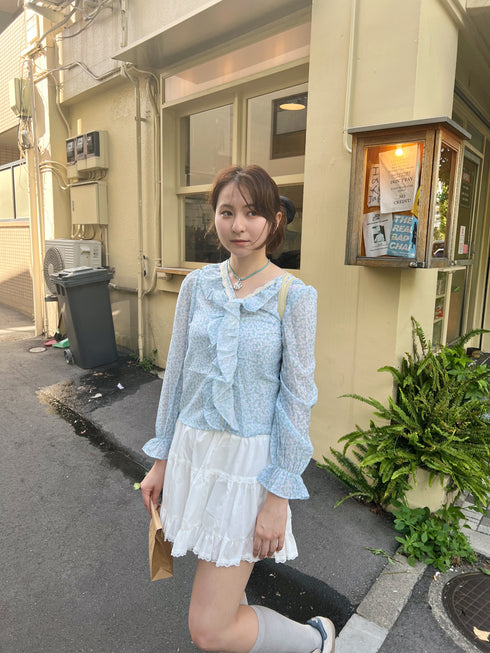 フリルフラワーブラウス | SL2243616 | ブルー