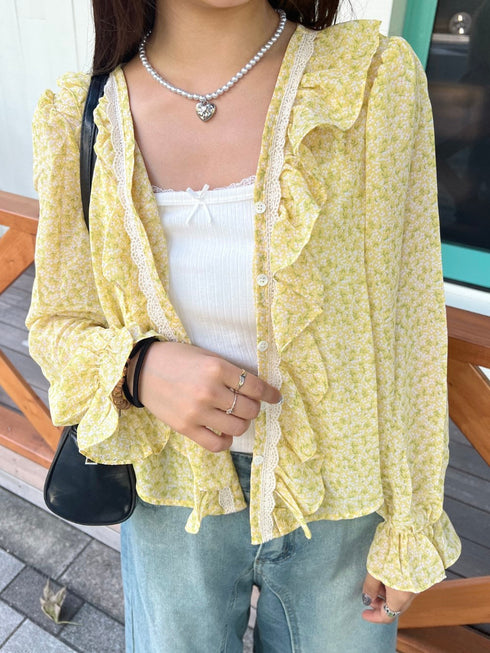 フリルフラワーブラウス | SL2243616 | イエロー