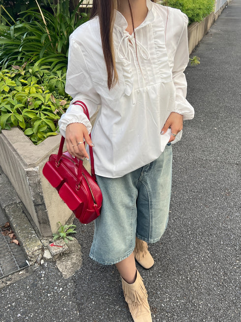 キーネックフリルブラウス | SL2243617 | ホワイト