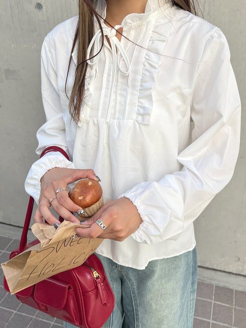 キーネックフリルブラウス | SL2243617 | ホワイト