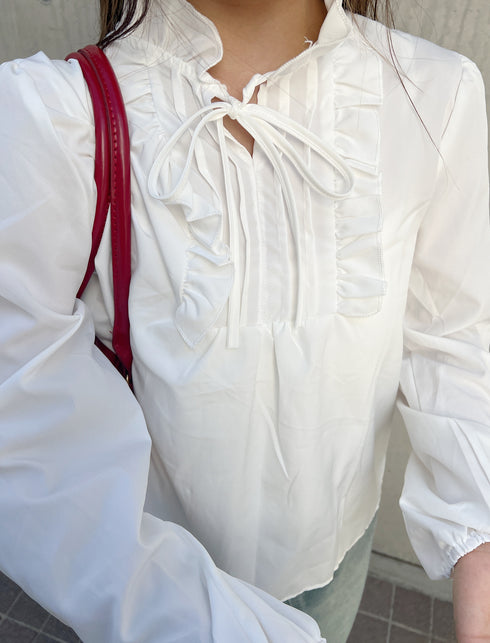 キーネックフリルブラウス | SL2243617 | ホワイト