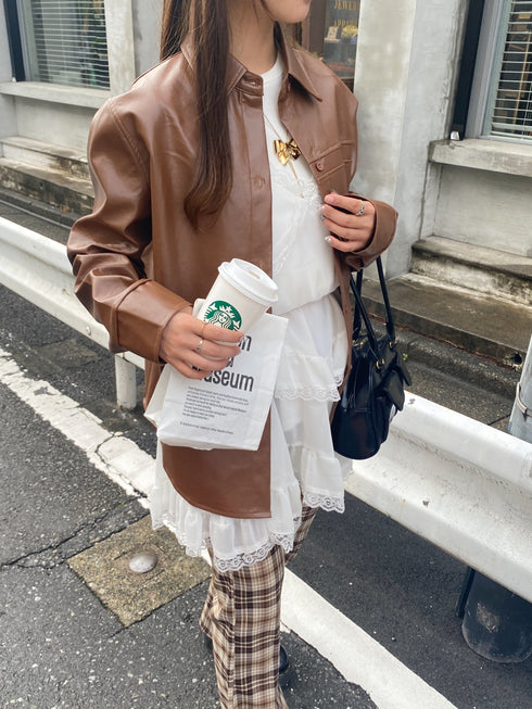 レザービッグシルエットジャケット | SL2243620 | ブラウン